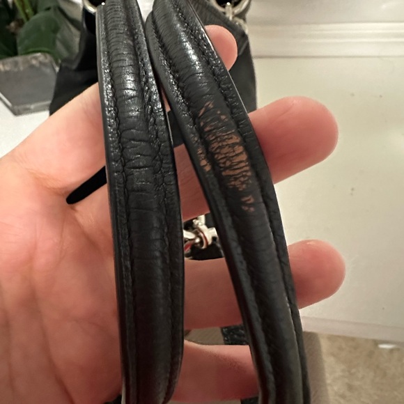 Coach Black Leather Shoulder Bag with Pebbled Texture - Picture 6 of 14